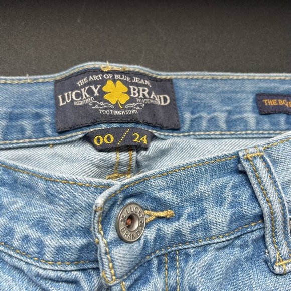 Lucky Brand Mid Rise Boyfriend Bermuda Distressed Raw Hem Denim Jean Short 00 24 - Picture 4 of 10